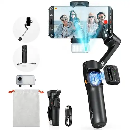 hohem iSteady V3 Gimbal Stabilizer for iPhone, 3-Axis Phone Gimbal, Magnetic AI Tracker, Built-in Extendable Rod & Tripod, Detachable Remote Control, Gimbal Stabilizer for Travel, Vlog, TikTok, Bl...